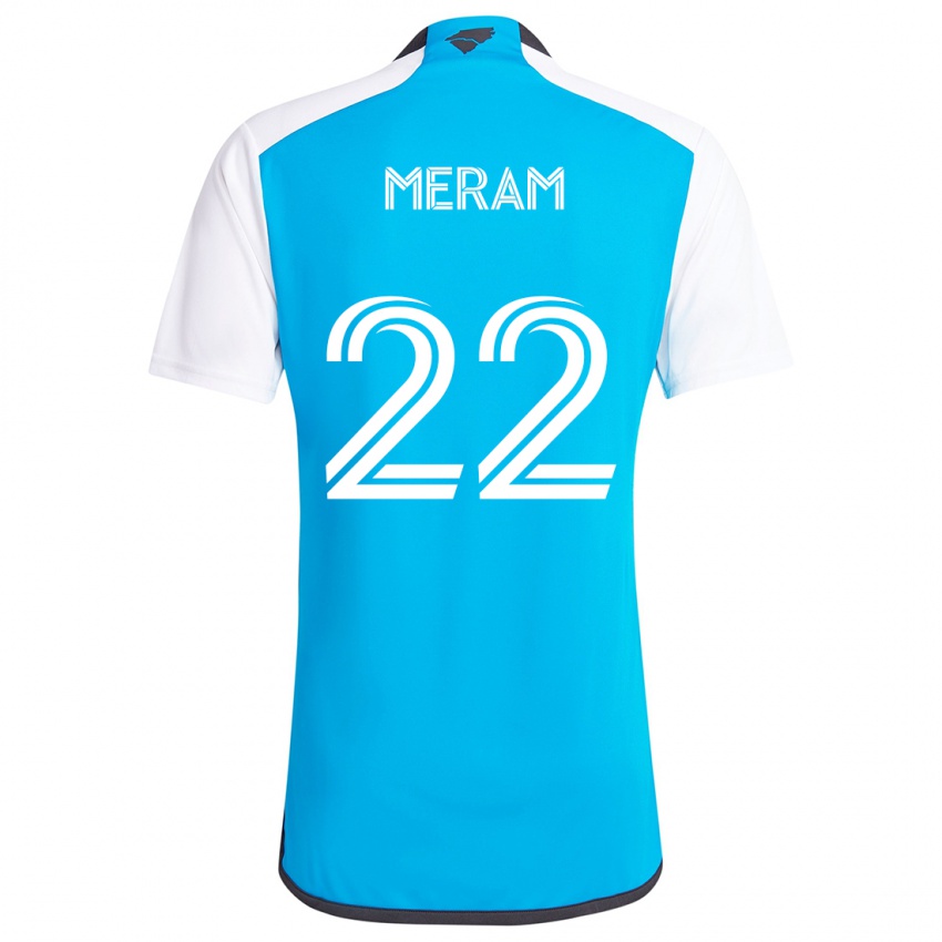 Niño Camiseta Justin Meram #22 Azul Blanco 1ª Equipación 2024/25 La Camisa Argentina