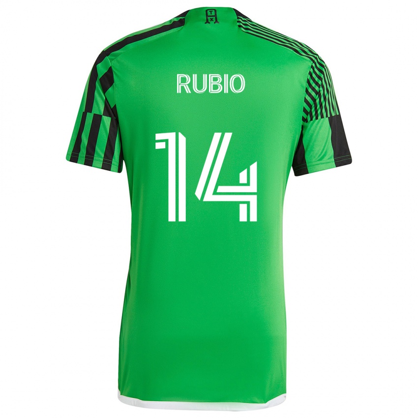 Niño Camiseta Diego Rubio #14 Verde Negro 1ª Equipación 2024/25 La Camisa Argentina