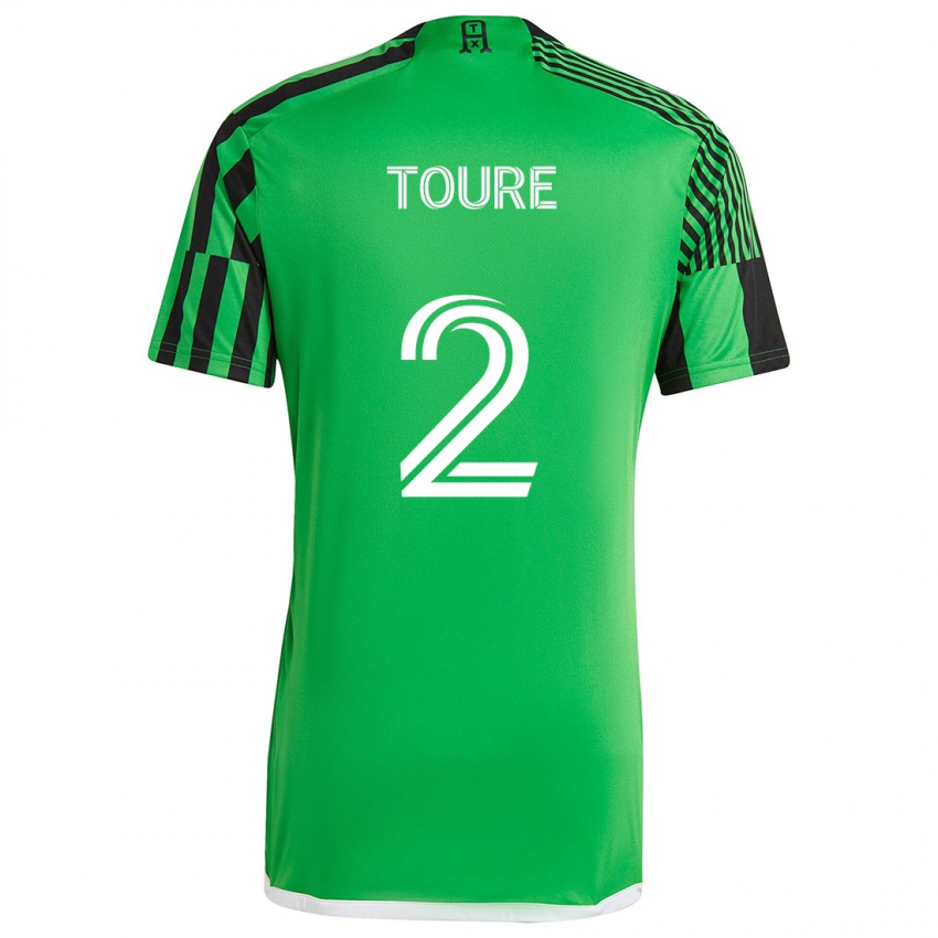 Niño Camiseta Cheick Touré #2 Verde Negro 1ª Equipación 2024/25 La Camisa Argentina