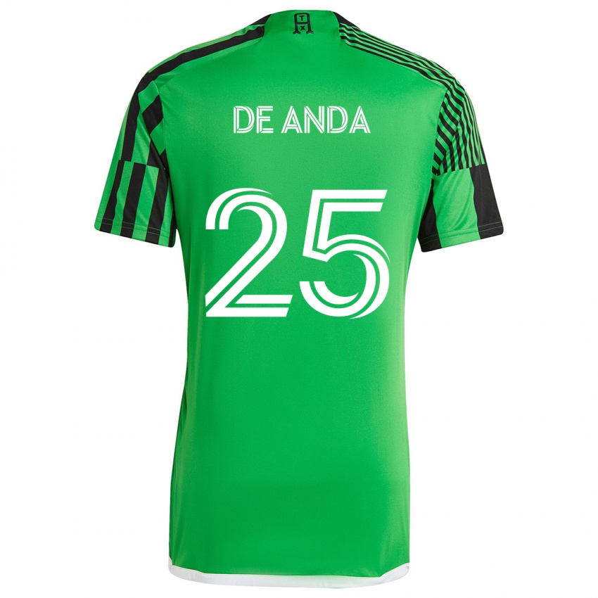 Niño Camiseta Anthony De Anda #25 Verde Negro 1ª Equipación 2024/25 La Camisa Argentina