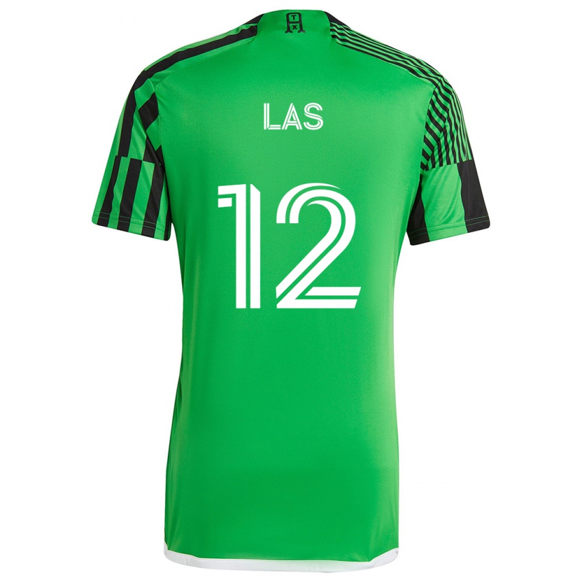 Niño Camiseta Damian Las #12 Verde Negro 1ª Equipación 2024/25 La Camisa Argentina