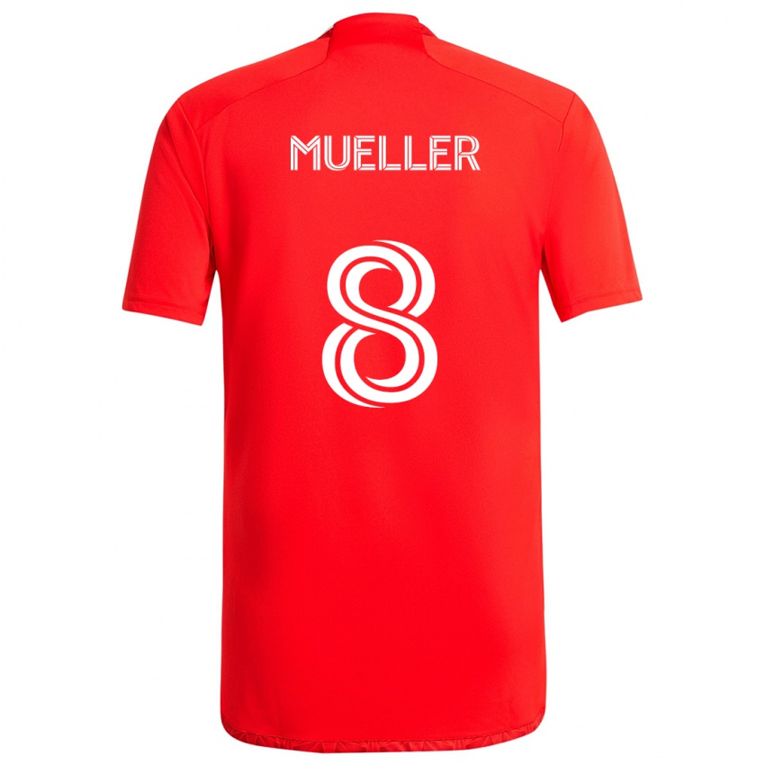 Niño Camiseta Chris Mueller #8 Rojo Blanco 1ª Equipación 2024/25 La Camisa Argentina