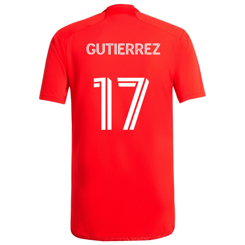 Niño Camiseta Brian Gutiérrez #17 Rojo Blanco 1ª Equipación 2024/25 La Camisa Argentina