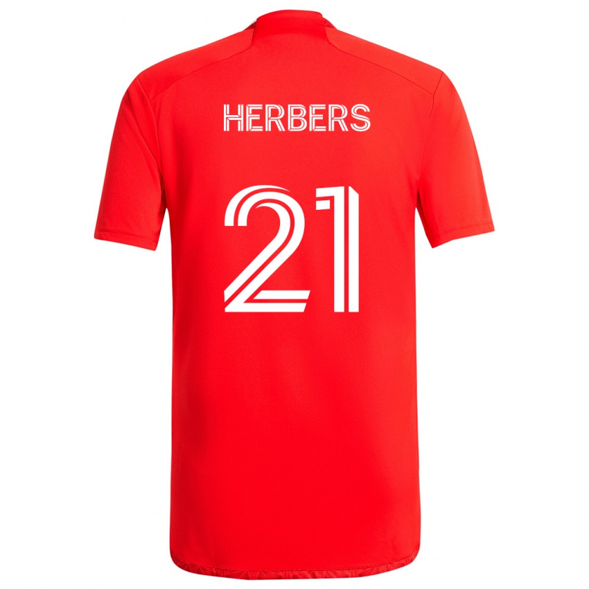 Niño Camiseta Fabian Herbers #21 Rojo Blanco 1ª Equipación 2024/25 La Camisa Argentina