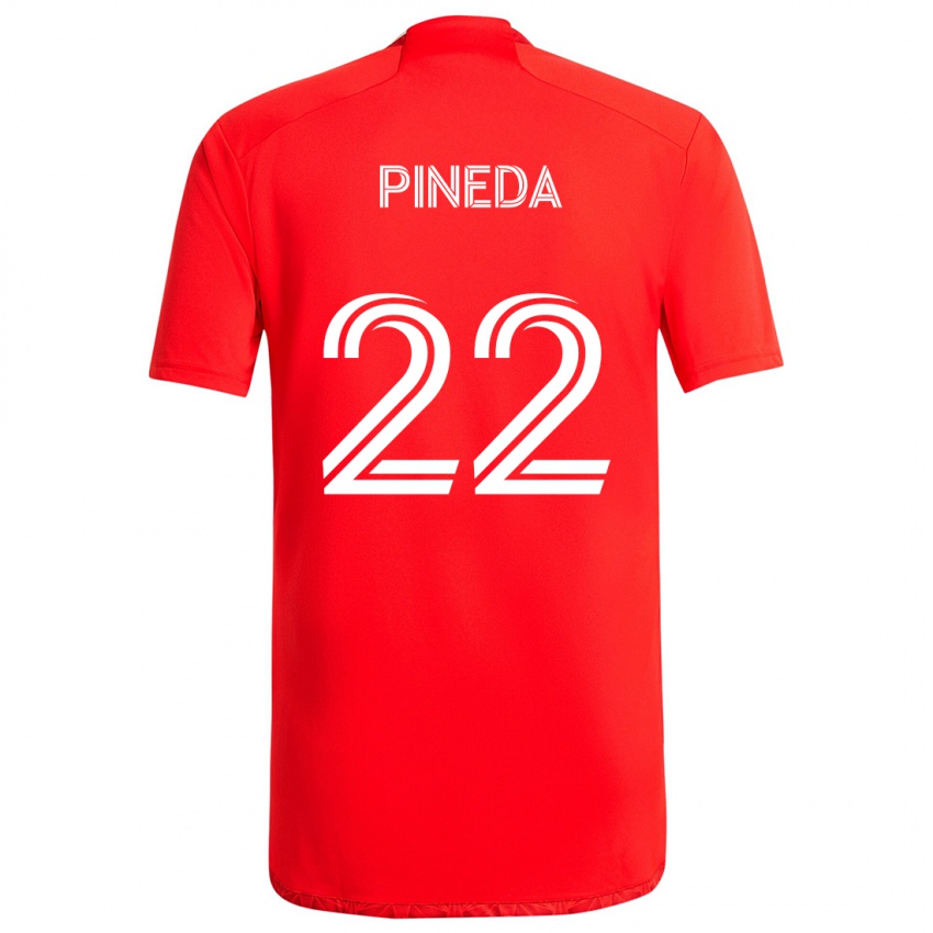 Niño Camiseta Mauricio Pineda #22 Rojo Blanco 1ª Equipación 2024/25 La Camisa Argentina