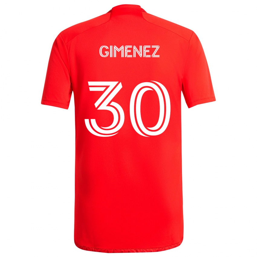 Niño Camiseta Gastón Giménez #30 Rojo Blanco 1ª Equipación 2024/25 La Camisa Argentina