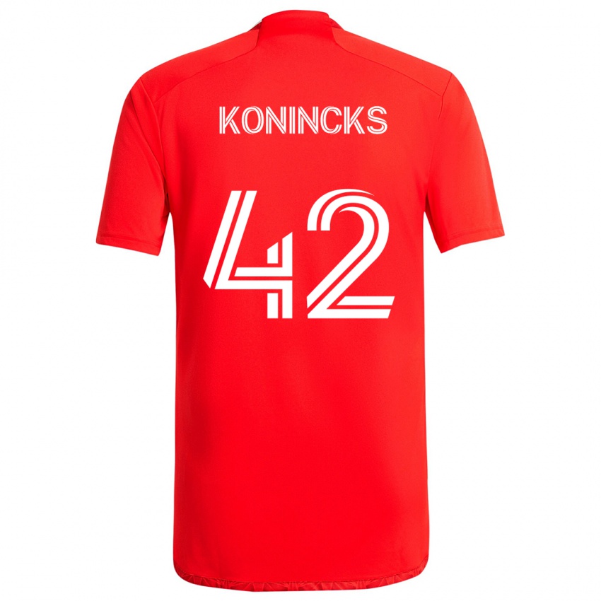 Niño Camiseta Diego Konincks #42 Rojo Blanco 1ª Equipación 2024/25 La Camisa Argentina