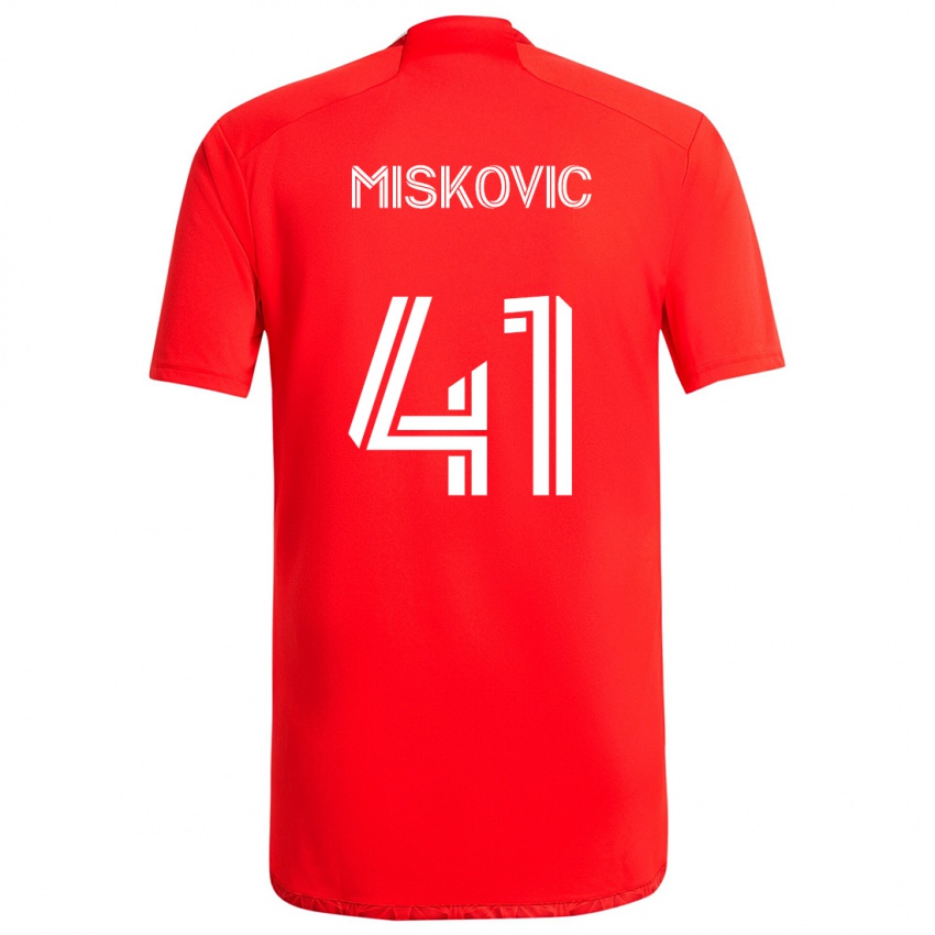 Niño Camiseta Mihajlo Miskovic #41 Rojo Blanco 1ª Equipación 2024/25 La Camisa Argentina