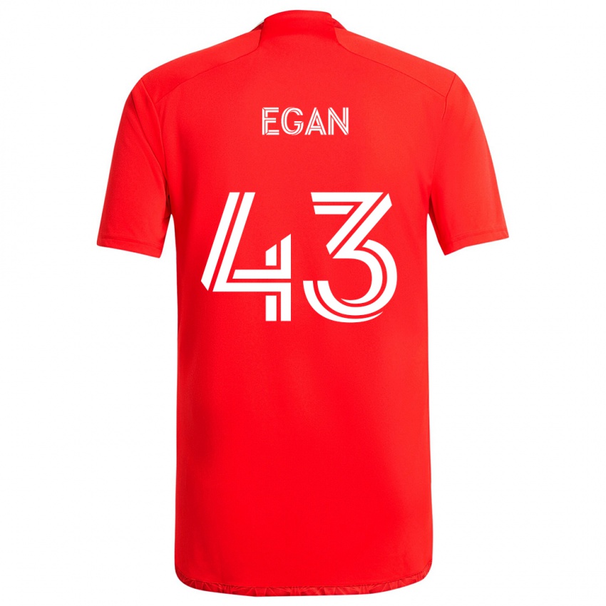 Niño Camiseta Noah Egan #43 Rojo Blanco 1ª Equipación 2024/25 La Camisa Argentina