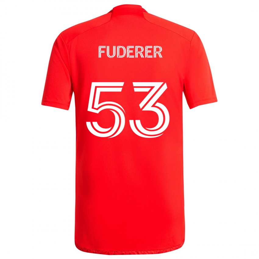 Niño Camiseta Jake Fuderer #53 Rojo Blanco 1ª Equipación 2024/25 La Camisa Argentina