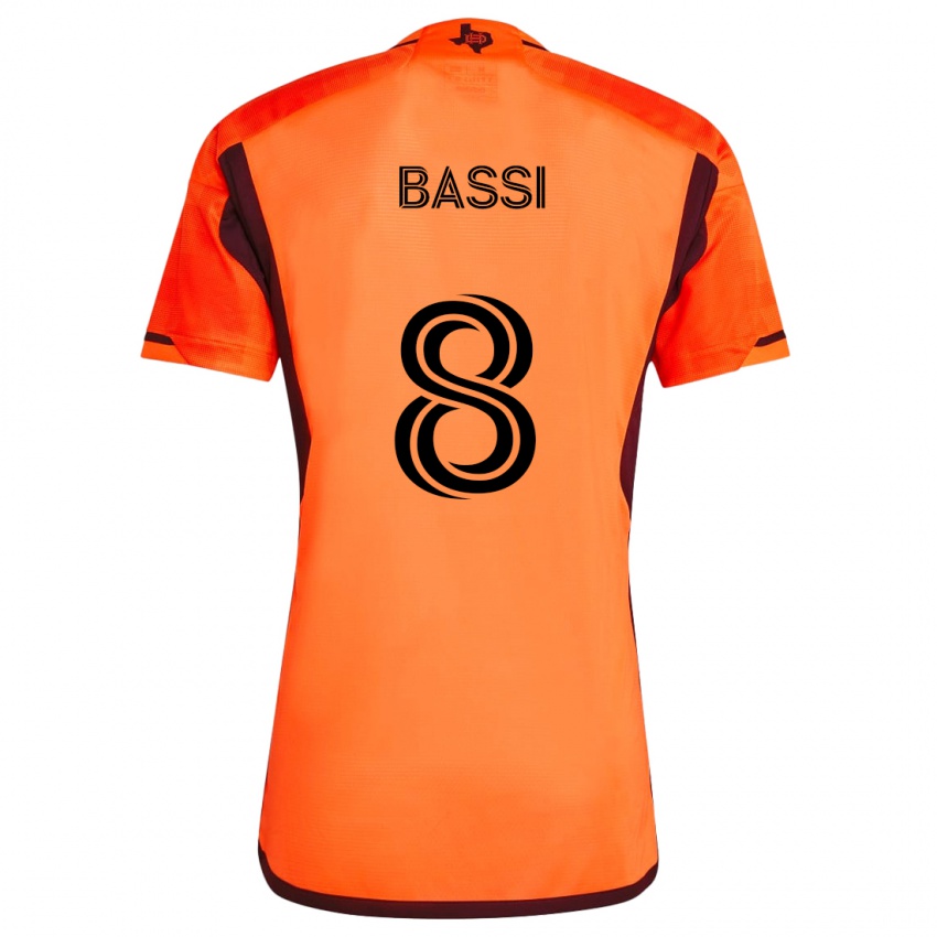 Niño Camiseta Amine Bassi #8 Naranja Negro 1ª Equipación 2024/25 La Camisa Argentina