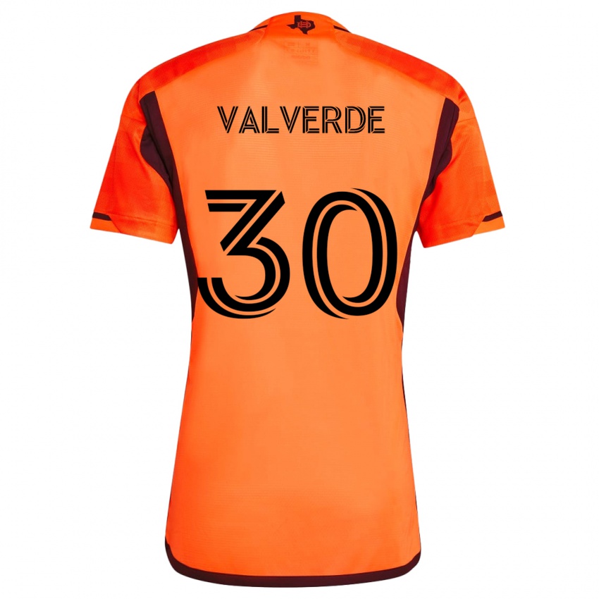 Niño Camiseta Jefferson Valverde #30 Naranja Negro 1ª Equipación 2024/25 La Camisa Argentina