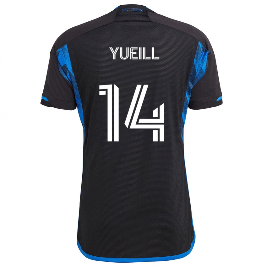 Niño Camiseta Jackson Yueill #14 Azul Negro 1ª Equipación 2024/25 La Camisa Argentina