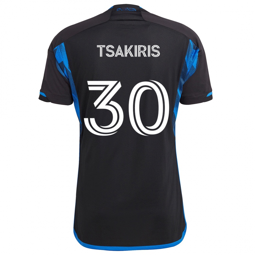 Niño Camiseta Niko Tsakiris #30 Azul Negro 1ª Equipación 2024/25 La Camisa Argentina