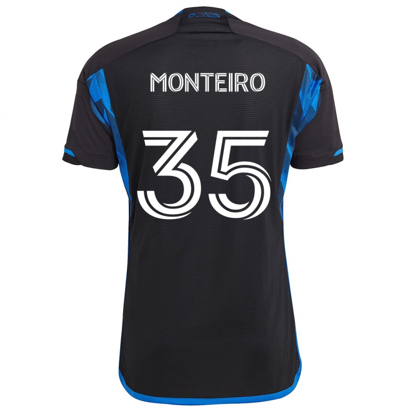 Niño Camiseta Jamiro Monteiro #35 Azul Negro 1ª Equipación 2024/25 La Camisa Argentina