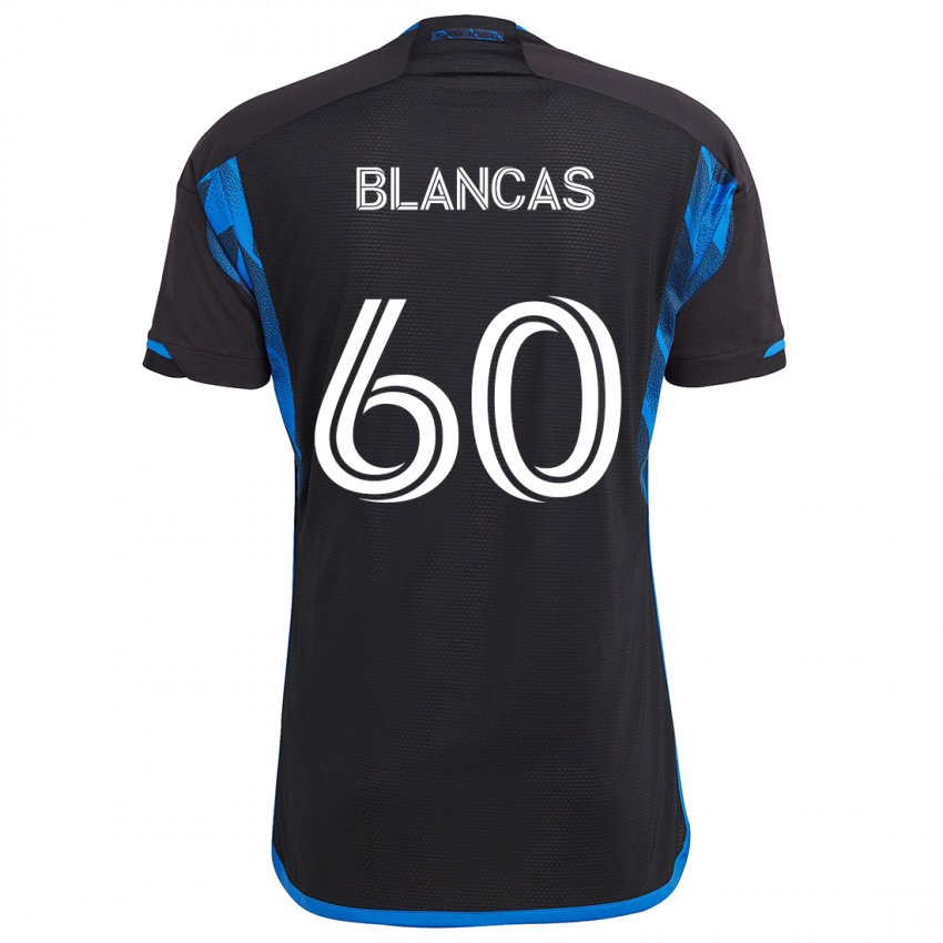 Niño Camiseta Eduardo Blancas #60 Azul Negro 1ª Equipación 2024/25 La Camisa Argentina