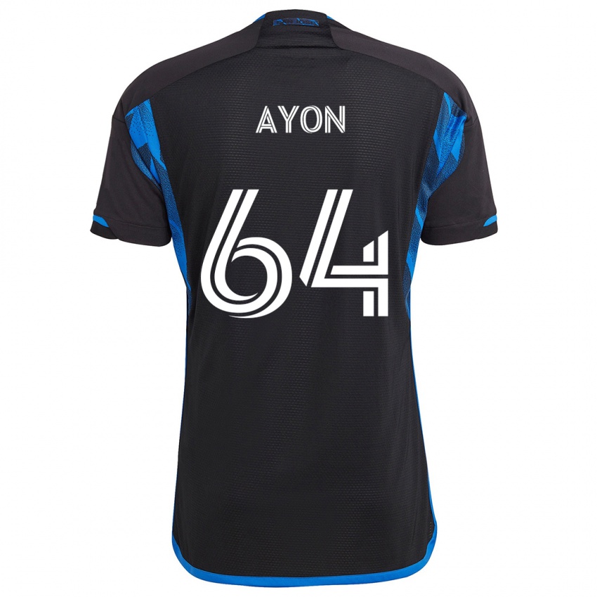 Niño Camiseta Jerry Ayon #64 Azul Negro 1ª Equipación 2024/25 La Camisa Argentina