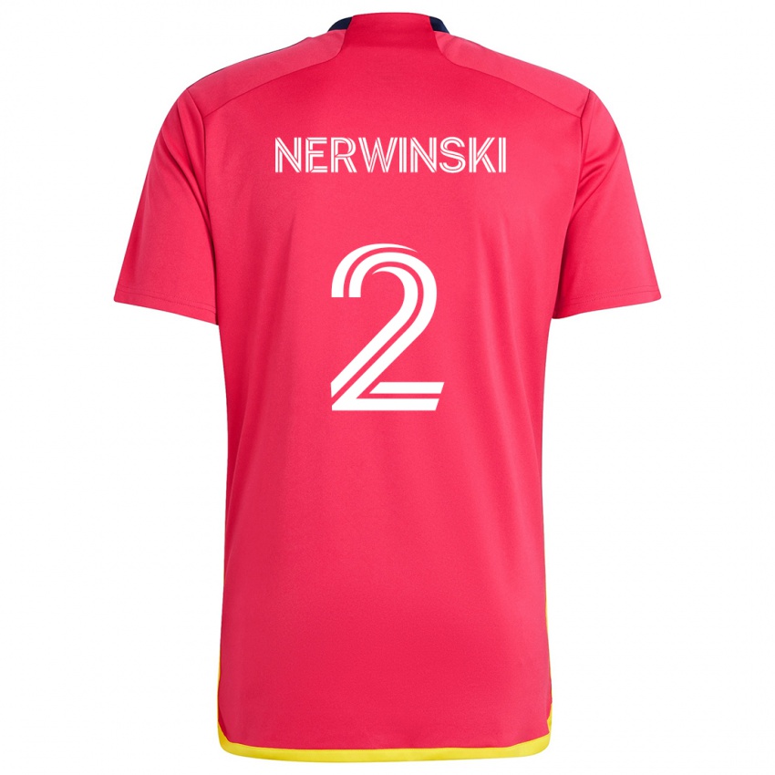 Niño Camiseta Jake Nerwinski #2 Rojo Azul 1ª Equipación 2024/25 La Camisa Argentina