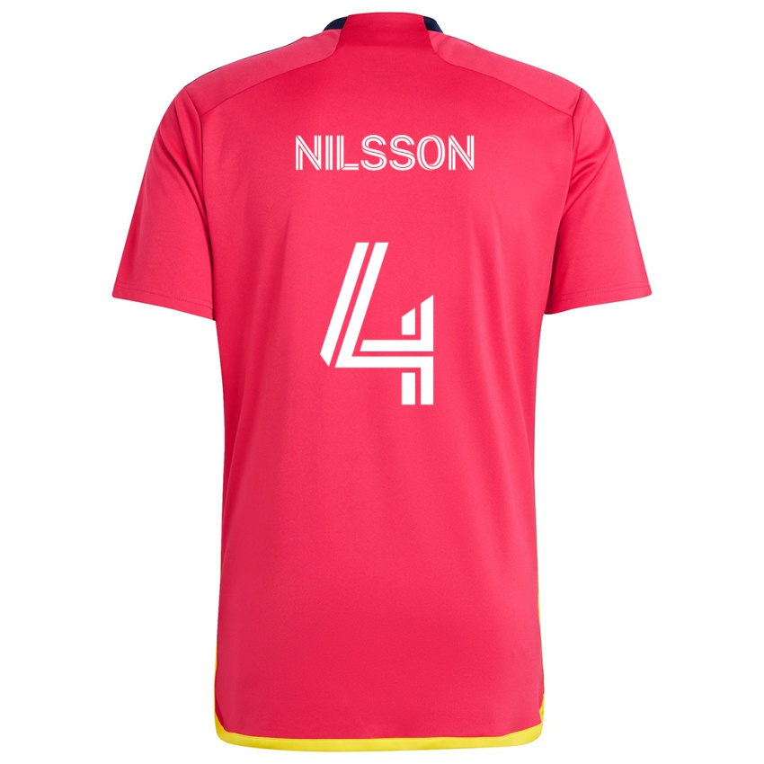 Niño Camiseta Joakim Nilsson #4 Rojo Azul 1ª Equipación 2024/25 La Camisa Argentina