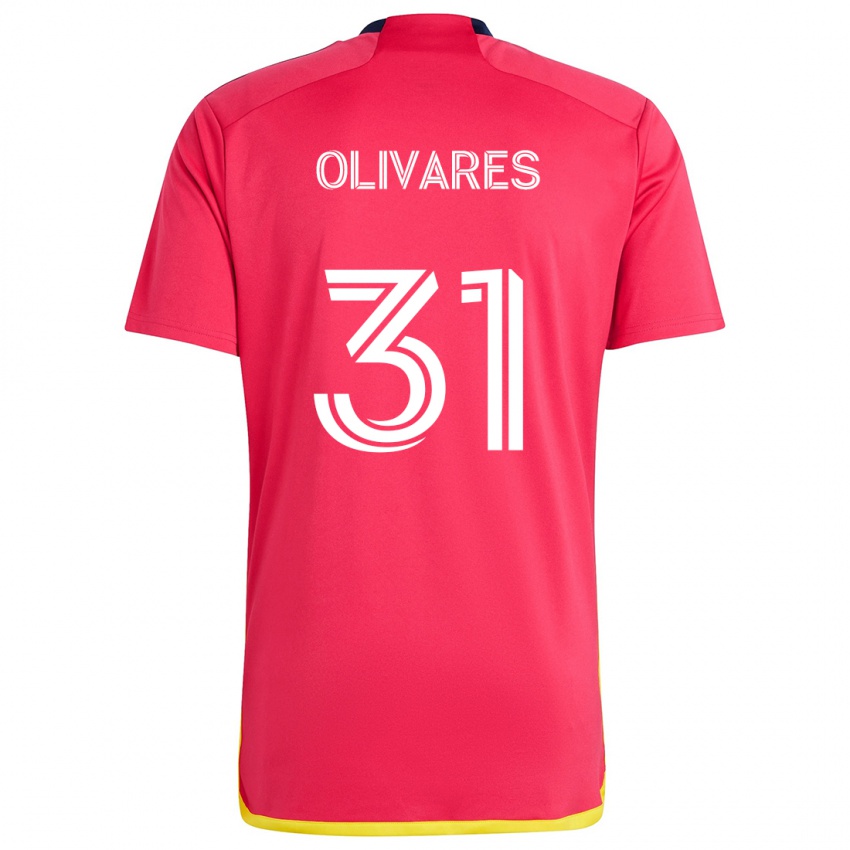 Niño Camiseta Christian Olivares #31 Rojo Azul 1ª Equipación 2024/25 La Camisa Argentina