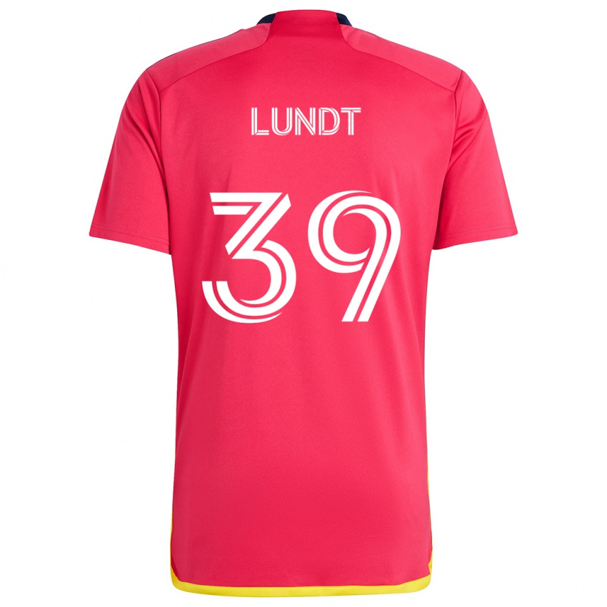 Niño Camiseta Ben Lundt #39 Rojo Azul 1ª Equipación 2024/25 La Camisa Argentina