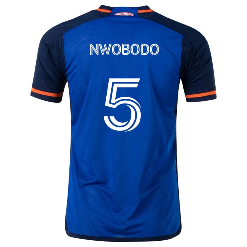 Niño Camiseta Obinna Nwobodo #5 Azul Blanco 1ª Equipación 2024/25 La Camisa Argentina