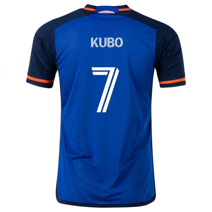 Niño Camiseta Yuya Kubo #7 Azul Blanco 1ª Equipación 2024/25 La Camisa Argentina