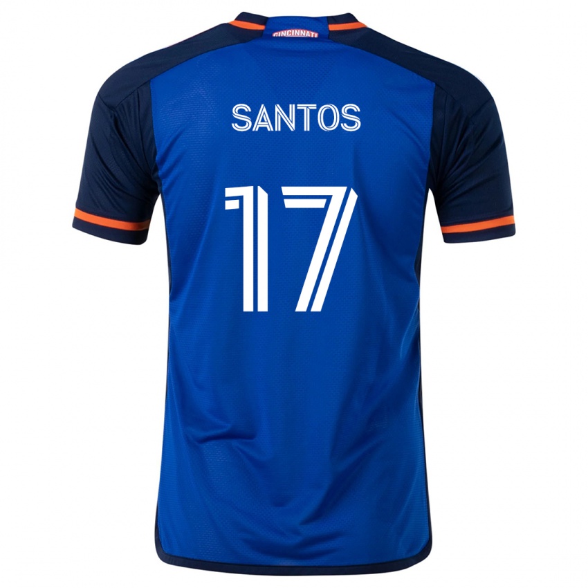 Niño Camiseta Sergio Santos #17 Azul Blanco 1ª Equipación 2024/25 La Camisa Argentina