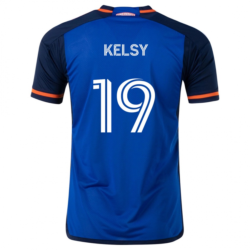 Niño Camiseta Kevin Kelsy #19 Azul Blanco 1ª Equipación 2024/25 La Camisa Argentina