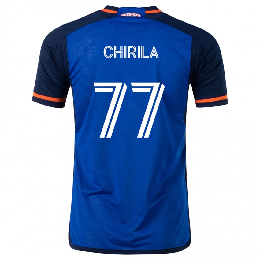 Niño Camiseta Stefan Chirila #77 Azul Blanco 1ª Equipación 2024/25 La Camisa Argentina