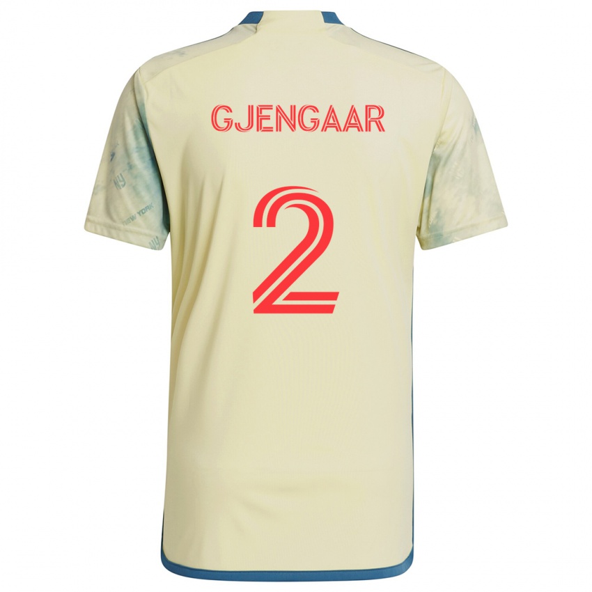 Niño Camiseta Dennis Gjengaar #2 Amarillo Rojo Azul 1ª Equipación 2024/25 La Camisa Argentina