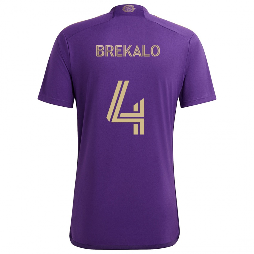 Niño Camiseta David Brekalo #4 Púrpura Amarillo 1ª Equipación 2024/25 La Camisa Argentina