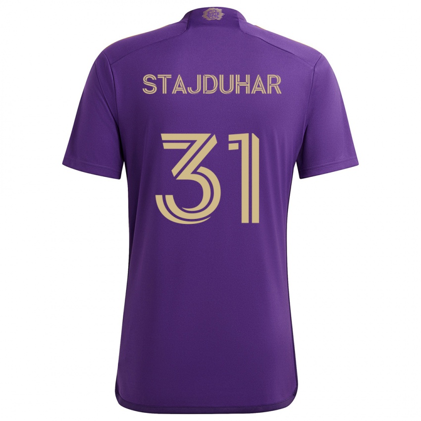 Niño Camiseta Mason Stajduhar #31 Púrpura Amarillo 1ª Equipación 2024/25 La Camisa Argentina