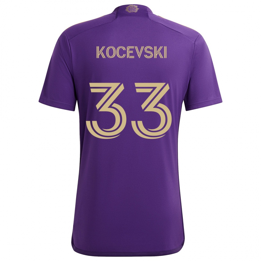 Niño Camiseta Jeorgio Kocevski #33 Púrpura Amarillo 1ª Equipación 2024/25 La Camisa Argentina