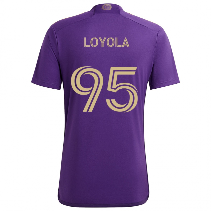 Niño Camiseta Favian Loyola #95 Púrpura Amarillo 1ª Equipación 2024/25 La Camisa Argentina