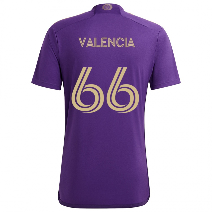 Niño Camiseta Yeiler Valencia #66 Púrpura Amarillo 1ª Equipación 2024/25 La Camisa Argentina