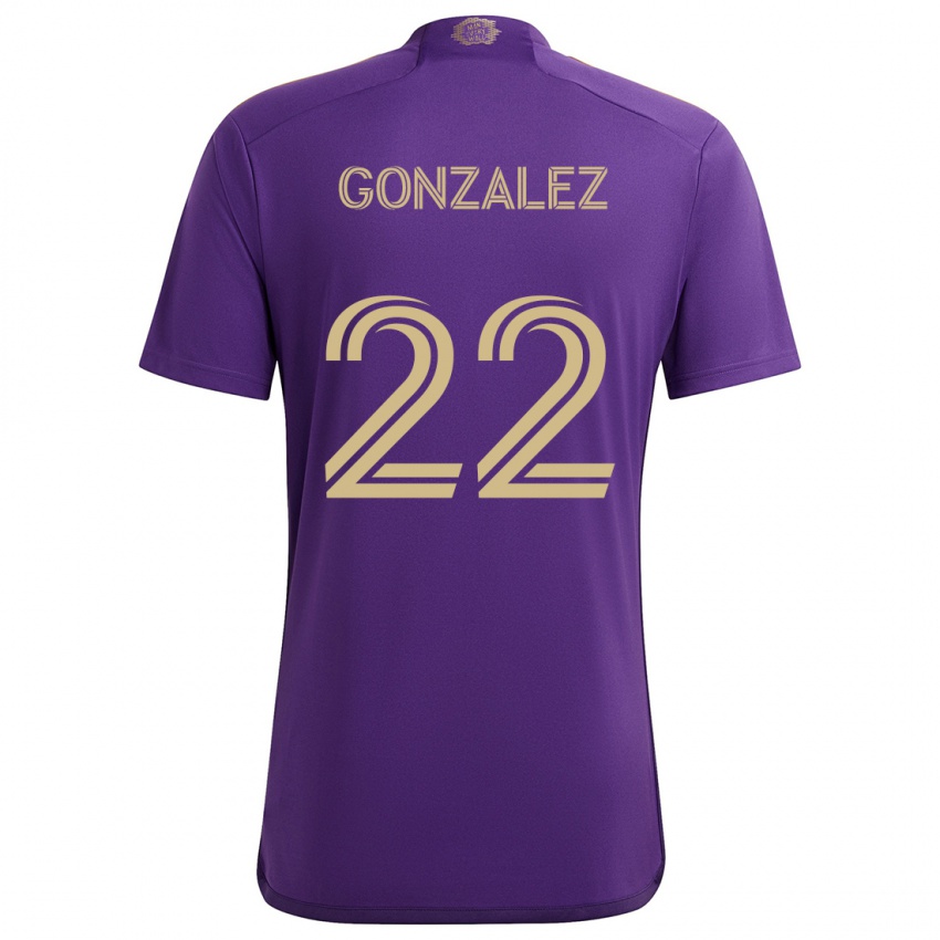 Niño Camiseta Gastón González #22 Púrpura Amarillo 1ª Equipación 2024/25 La Camisa Argentina