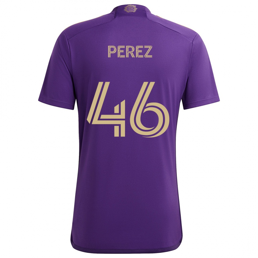 Niño Camiseta Franco Pérez #46 Púrpura Amarillo 1ª Equipación 2024/25 La Camisa Argentina