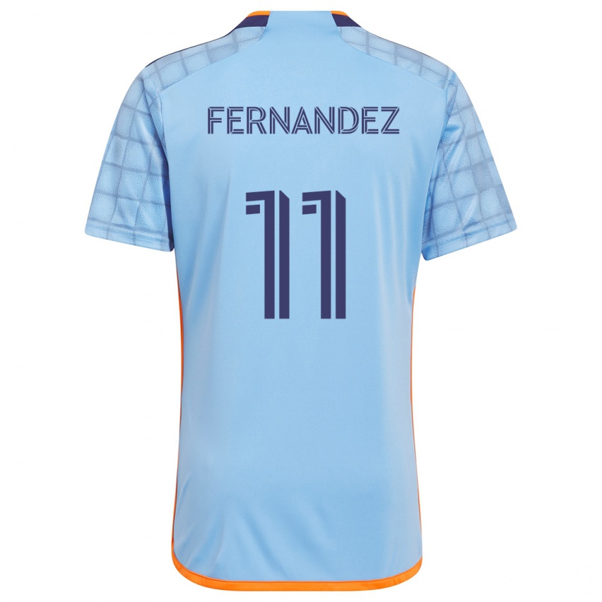 Niño Camiseta Julián Fernández #11 Azul Naranja 1ª Equipación 2024/25 La Camisa Argentina