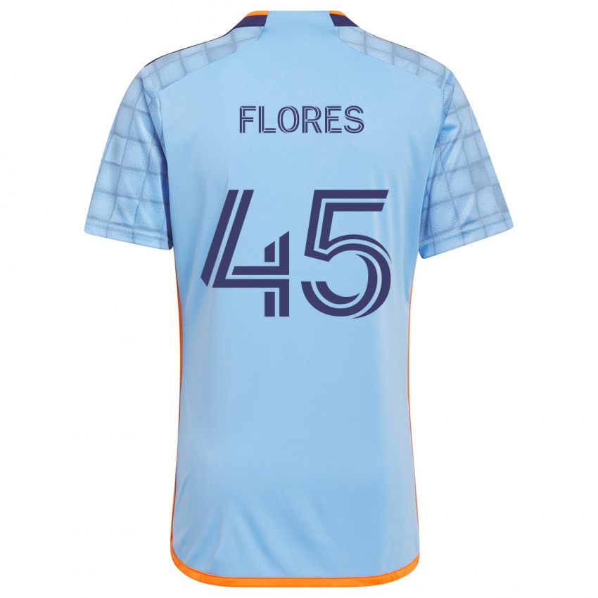 Niño Camiseta Brian Flores #45 Azul Naranja 1ª Equipación 2024/25 La Camisa Argentina