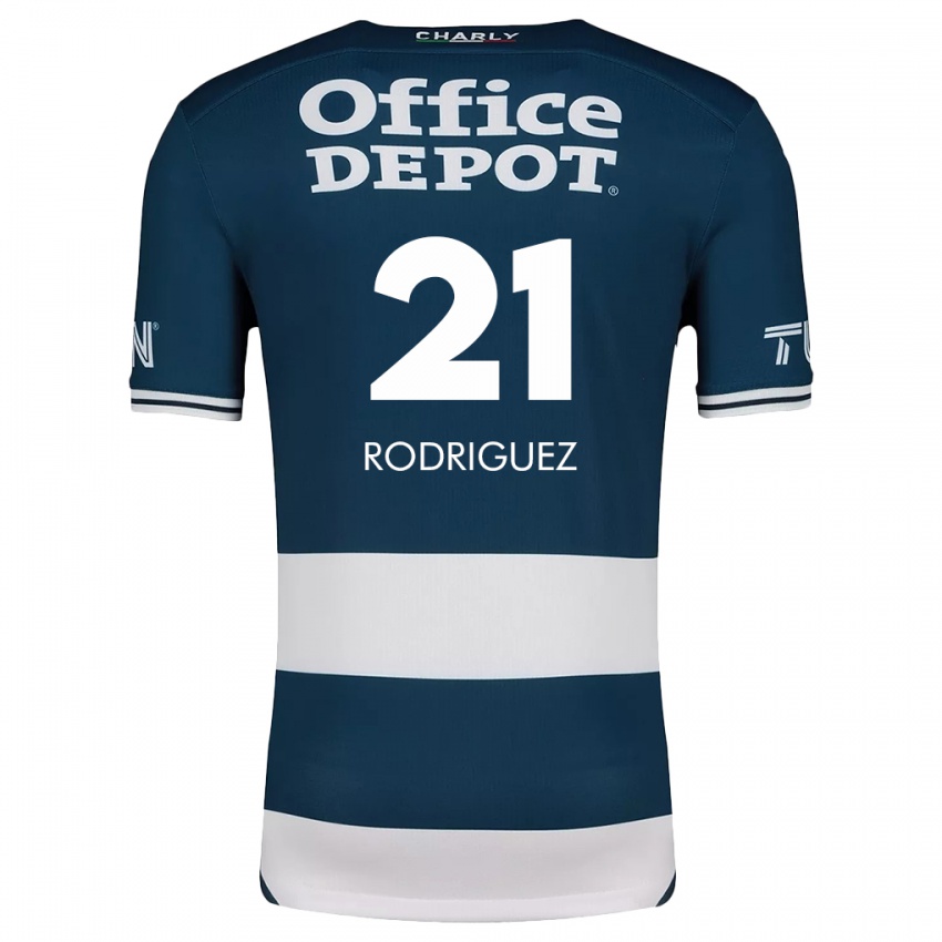 Niño Camiseta Valentín Rodríguez #21 Azul Blanco 1ª Equipación 2024/25 La Camisa Argentina