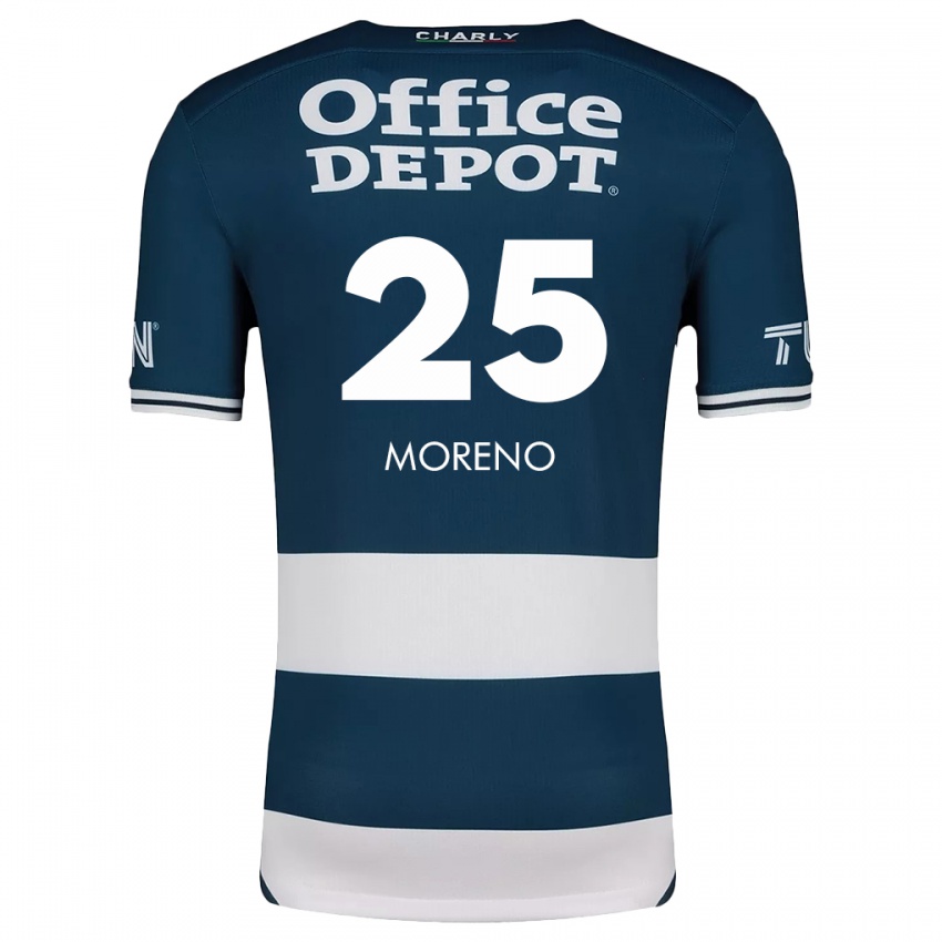 Niño Camiseta Carlos Moreno #25 Azul Blanco 1ª Equipación 2024/25 La Camisa Argentina