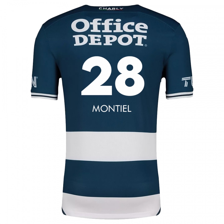 Niño Camiseta Elías Montiel #28 Azul Blanco 1ª Equipación 2024/25 La Camisa Argentina