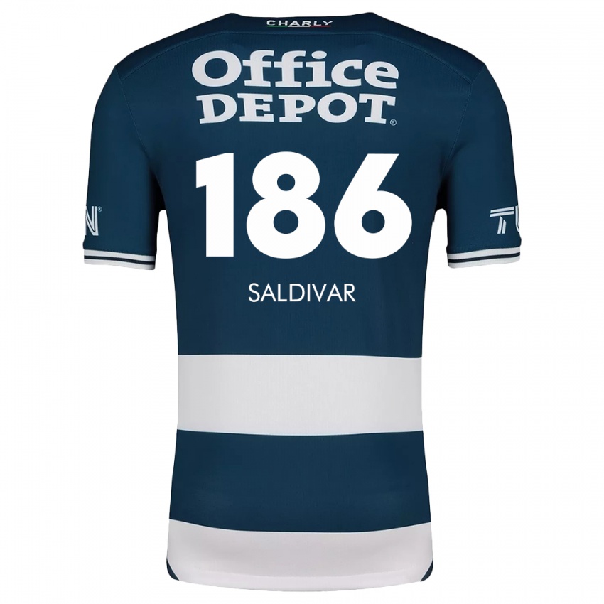 Niño Camiseta José Saldívar #186 Azul Blanco 1ª Equipación 2024/25 La Camisa Argentina