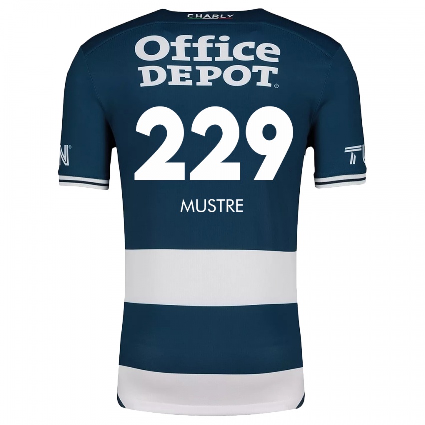 Niño Camiseta Eduardo Mustre #229 Azul Blanco 1ª Equipación 2024/25 La Camisa Argentina