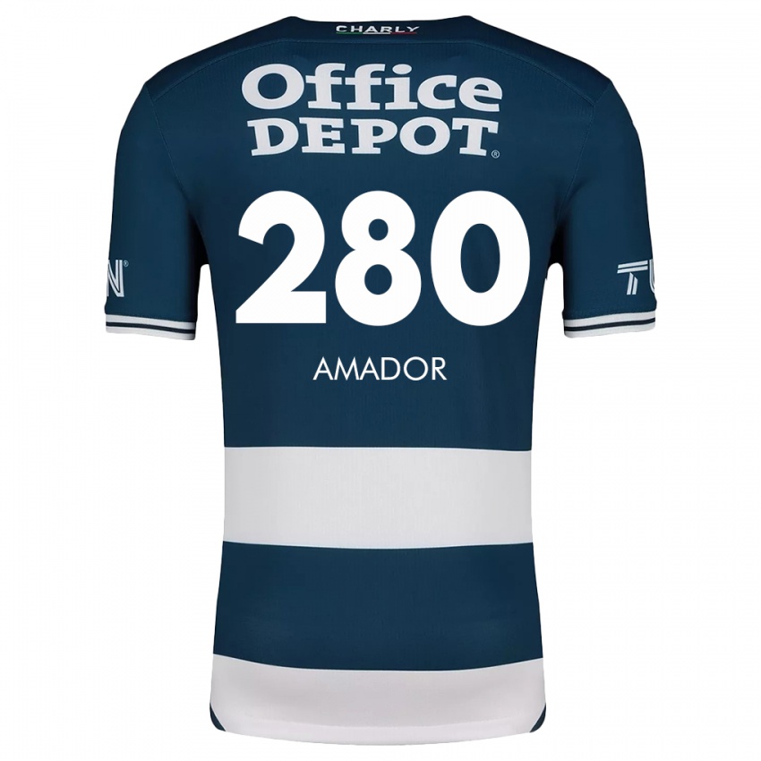 Niño Camiseta Santiago Amador #280 Azul Blanco 1ª Equipación 2024/25 La Camisa Argentina