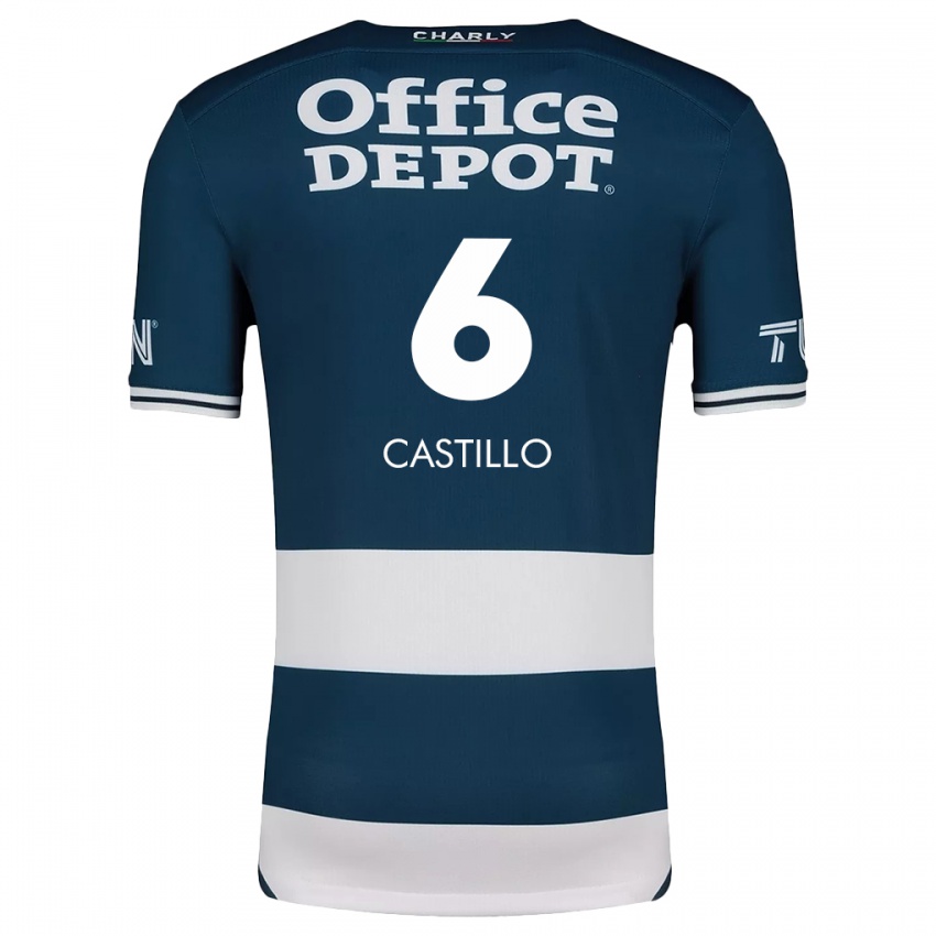 Niño Camiseta Byron Castillo #6 Azul Blanco 1ª Equipación 2024/25 La Camisa Argentina