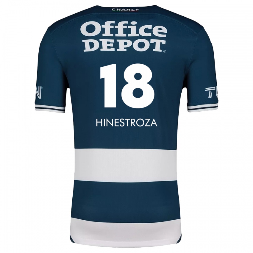 Niño Camiseta Marino Hinestroza #18 Azul Blanco 1ª Equipación 2024/25 La Camisa Argentina