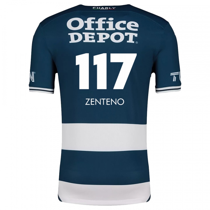 Niño Camiseta Gustavo Zenteno #117 Azul Blanco 1ª Equipación 2024/25 La Camisa Argentina