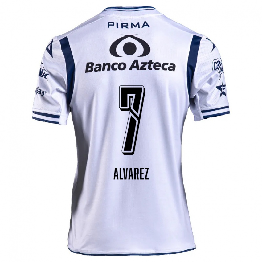 Niño Camiseta Daniel Álvarez #7 Blanco Azul Marino 1ª Equipación 2024/25 La Camisa Argentina